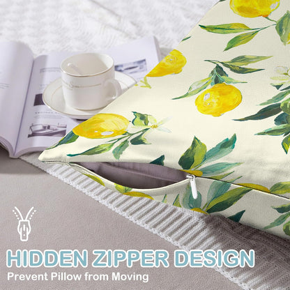 1 Pack Satin Pillowcase for Hair and Skin Yellow Lemon Retro Imitation Silk Pillowcase 20" x 36" with Hidden Zipper Soft Smooth Cooling Pillow Cover King Size for Bedroom Sofa