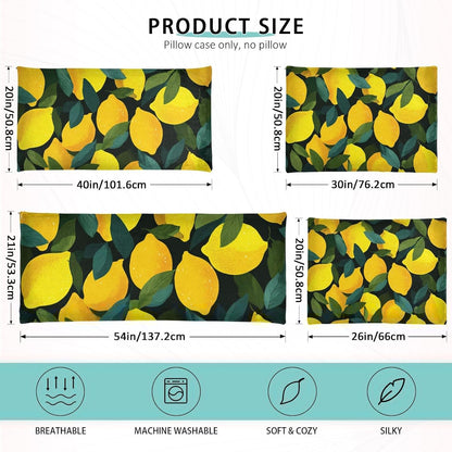 Pillow Covers 1 Pack Pillowcase with Zipper Standard Size Fluffy Pillow Cases 20x26 Inch Decorative Rectangle Yellow Lemons Black