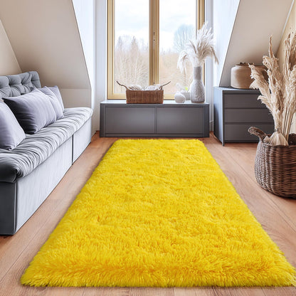 2X6Ft Runner Rug Non-Slip Hallway Rug Bedroom Bedside Carpet Yellow
