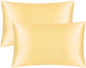 2 Pack Zippered Satin Queen Pillowcases, Yellow