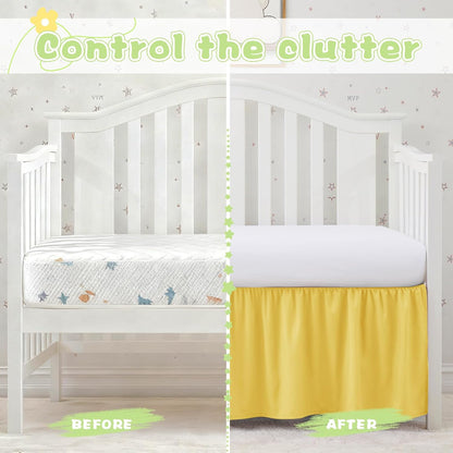 Yellow Crib Skirt Dust Ruffle, Microfiber Crib Bed Skirt