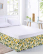 Lemon Flower Bed Skirt Queen Size 16 Inch Drop, Adjustable Elastic Wrap Around Bed Skirts Easy Fitting Dust Ruffle Bedskirt Bed Frame Cover Green Leaf Fruit Botanical Plant Yellow