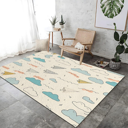 Washable Rugs 2 X 3 Ft, Modern Abstract Geometric Shapes Carpets, Ultra Soft Faux Wool Rug, Non Slip & Non-Shedding Low Pile Light Yellow Print Carpets for Living Room Bedroom Home Office Decor