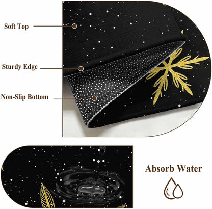 Yellow Christmas Snowflakes 2x3 Area Rugs for Living Room, Winter Snow Abstract Black Non Slip Floor Mat Washable Low-Profile Indoor Carpet for Bedroom, Dining Room, Bathroom
