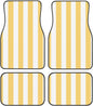 Pastel Color Vertical Yellow White Stripes Car Floor Mats,4 Piece, Car Rug Durable Anti-Slip Waterproof Trim to Fit Liner Universal Fit Auto,Sedan,SUV,Truck