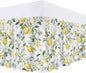 Bed Skirt Yellow Flowers Lemon Summer Ruffle Bed Skirt Wrap Around Bed Skirts for Queen Beds 16" Drop,Adjustable Elastic Dust Ruffles Easy Fit and Wrinkle-Free