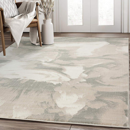Rugs Modern 4' x 6' Neutral Beige & Cream Swirl Area Rug - Contemporary Geometric 3D Bedroom Rug