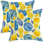 Lemon Throw Pillow Covers Set of 2 Tropical Plants Palm Leaf Monstera Fruits Retro Striped Yellow Cozy Velvet Washable Indoor Living Room Couch Standard Home Sofa Bed Decor Cushion Cover 18x18inch