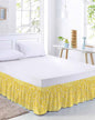 Yellow Lemon Bed Skirt Queen Size 16 Inch Drop, Adjustable Elastic Wrap Around Bed Skirts Easy Fitting Dust Ruffle Bedskirt Bed Frame Cover Summer Botanical Watercolor Modern Art