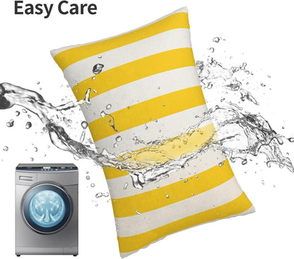 Lemon Yellow Stripes Standard Pillowcases Sets of 2, Ultra Soft Microfiber Plush Pillow Cases 14"X20" Comfort Decorative Throw Pillow Cover with Hidden Zipper for Bedroom, Sofa, Couch