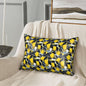 Yellow Lemon Black Leaves Print Satin Pillowcase for Hair and Skin, 20x30 Inches Pillow Cases, Queen Size Pillowcases with Zipper, Similar to Silk Pillow Covers
